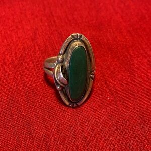 Sterling Silver and Green Stone Ring